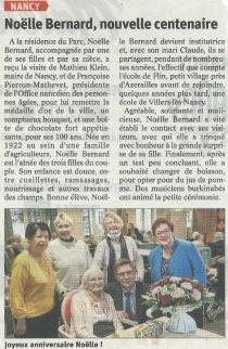 mme bernard 100ans article l'est